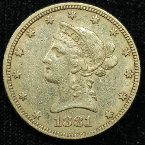 1881 (Philadelphia) $10 Liberty Head US Gold Eagle Coin (#2) Cover