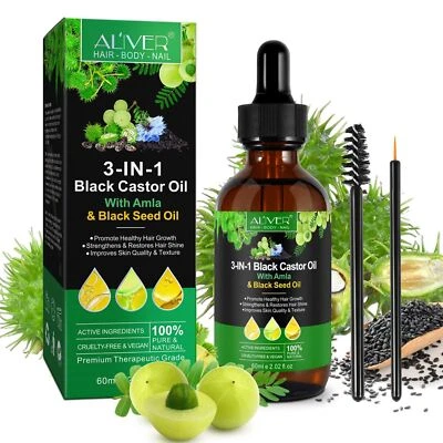 Haaröl Haarpflege Ätherisches Öl Rizinusöl Amlaöl Schwarzkümmelöl Haut Haare - Bild 1 von 4