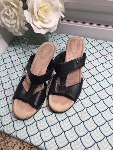 Scarpe sandali Rockport Adiprene by Adidas donna 8 5 pelle nera zeppa sughero