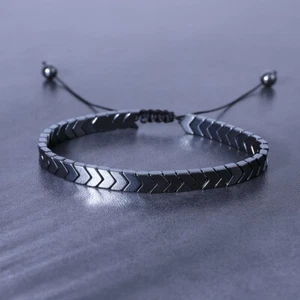 Natural Hematite Energy Stone Handmade Gemstone Healing Reiki Men Luck Bracelet - Picture 1 of 5