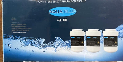 Paquete de 3 filtros de agua azul agua GE-MWF para electrodomésticos GE sellados en plástico Foto 1 de 3
