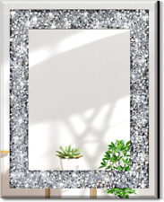 QMDECOR Rectangle Sparkling Decorative Wall Mirror for Home Decoration with Silv