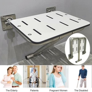 Stainless Steel Wall Mounted Shower Seat Fold Away Easy Clean - Max 300kg - Picture 1 of 11