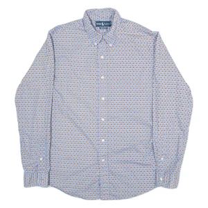 RALPH LAUREN Custom Fit Mens Shirt Blue Crazy Pattern Long Sleeve L - Picture 1 of 6