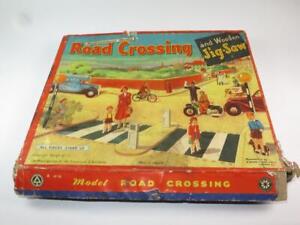 VINTAGE INSTRUCTIONAL MODEL Road Crossing and Wooden Jigsaw Puzzle 1950s