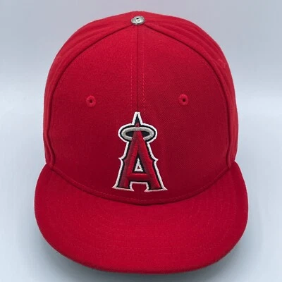 Los Angeles Angels Hat Cap Mens Red 7 5/8 MLB New Era Official On Field Logo - Image 1 of 4