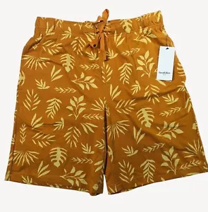 Goodfellow & Co Mens Medium Knit Shorts With Elastic Waist & Leaf Print NWT - Picture 1 of 10