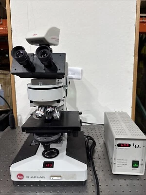 Leica Wild Leitz  Diaplan Fluorescence DF Phase Trinocular Microscope W/ Camera - Image 1 of 4