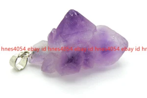 Ciondolo grezzo grezzo ametista naturale perle gemme per collana orecchini - Foto 1 di 12