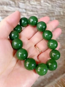 Certificate Hetian jade Jasper 16mm beads Nephrite Bracelets Men's jewelry - Picture 1 of 6