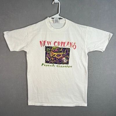 Camiseta de Colección Nueva Orleans Cuarto Francés Arte Adulto Pequeña Blanca Para Hombre Foto 1 de 4