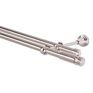 Bastone per tende 19 mm 2 rampe acciaio inox metallo cristallo_S9 - Foto 1 di 7