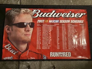 Dale Earnhardt Jr Budweiser 2002 Nascar Race Schedule Vinyl Poster Run In Red - Picture 1 of 5