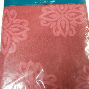 52x70 In. Dark Red with Imprints Vinyl& Flannel Tablecloth - Picture 1 of 1