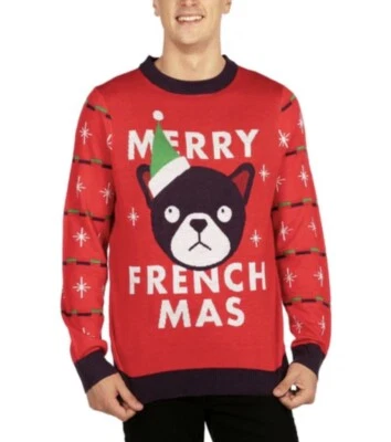 NWT Tipsy Elves Mens Merry Frenchmas Freeform Holiday Xmas Sweater Size Large - Image 1 of 4
