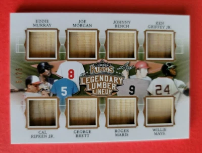KEN GRIFFEY JR JOHNNY BENCH WILLIE MAYS CAL RIPKEN ROGER MARIS 8 BAT CARD #d5/25 - Image 1 of 2
