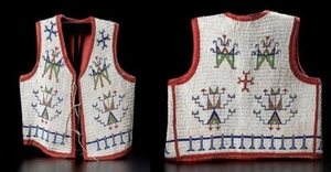 Vecchio gilet americano stile Sioux completamente con perline Powwow Regalia perline PRV206 - Foto 1 di 3