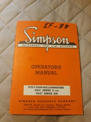 Simpson 260 Series 5 and 5M Volt Ohm Milliammeter Multi meter Operator's Manual - Image 1 of 3