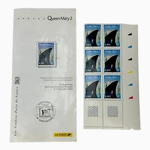 France 2003 Queen Mary 2 Ship - Complete Stamp Strip w/ discriptive folder aL - Picture 1 of 5