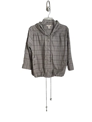 Vertigo Paris Gray Plaid Snap Front Hooded Jacket Womens Size Medium - Image 1 of 4
