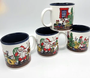 Potpourri Press Santa Elfos Lote de 4 tazas lista de talleres Japón elfo de Navidad azul - Imagen 1 de 7