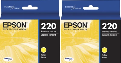 New Genuine Epson 220 Y 2PK Ink Cartridges Bags WF Series WF-2650 WF-2660 - Image 1 of 3