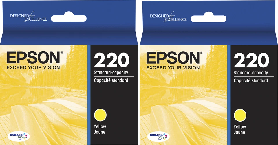 New Genuine Epson 220 Y 2PK Ink Cartridges Bags WF Series WF-2650 WF-2660 - Image 1 of 3