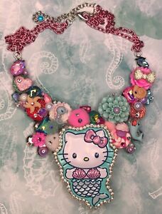 Hello Kitty Inspired Mermaid Handmade Bib Necklace