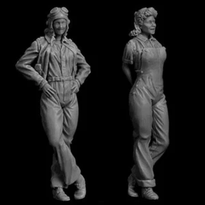 Kit Modelo Resina 1/32 Mujer US Piloto y Mecánica 2 Figuras Sin Montar Sin Pintar - Imagen 1 de 3