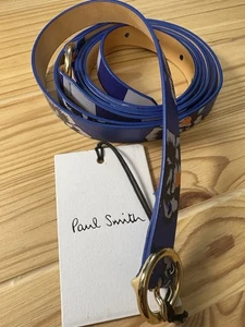 New PAUL SMITH HAWAIIAN FLORAL STRIPE Calf Leather Women's Belt 95 - Picture 1 of 6