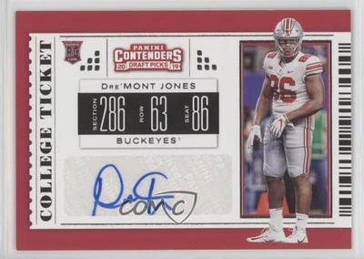 2019 Panini Contenders Draft Picks College Ticket Dre'mont Jones Rookie Auto RC - Image 1 of 2