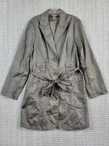 Kenar giacca antipioggia trench donna media lunghezza con cintura taglia large grigio verde - Foto 1 di 10