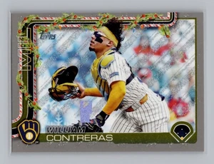 2025 Topps Holiday #H21 William Contreras Silver Glitter Milwaukee Brewers - Imagen 1 de 2