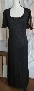 Women Black long Dress Bling Beaded Sheer Halloween Costume - Picture 1 of 4
