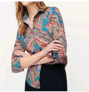 NUEVA Camisa J Crew Ajustada Perfecta en Ratti® Mediterránea Paisley Talla 6 Nueva con Etiquetas $148 - Imagen 1 de 11