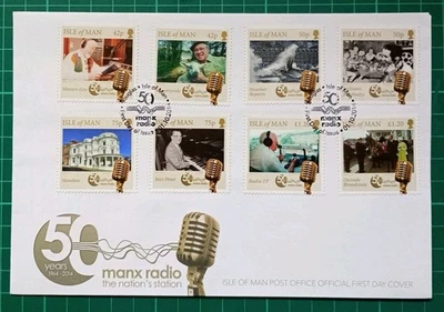 Isle of Man 2014 Manx Radio 50 Years FDC - Image 1 of 2