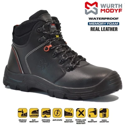 WURTH MODIFY MENS LEATHER WATERPROOF SAFETY STEEL TOE CAP HIKING WORK ANKLE BOOTS TRAINERS