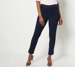 Isaac Mizrahi Live! ""Reg True Denim PullOn Pants Dark Indigo Plus 32 New - Picture 1 of 4