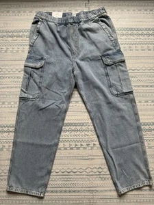 H&M Loose Fit Denim Cargo Jeans sz L - Picture 1 of 4