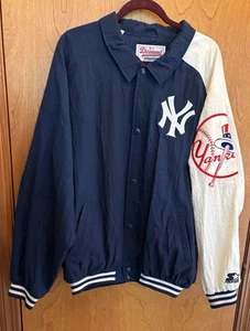 VNTG. NEW YORK YANKEES STARTER DIAMOND COLLECTION NYLON DUGOUT BOMBER JACKET XL - Picture 1 of 13