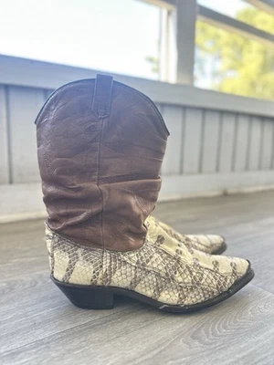 Dingo Western Marrón Vaquero Piel de Serpiente Cuero Botas holgadas Puntera Protector Mujer’s 9 M Foto 1 de 4