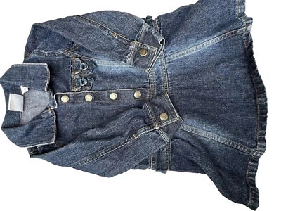 Vestido de mezclilla Polly & Friends para niños pequeños talla 3T azul mangas largas a presión Foto 1 de 4