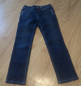 I Love Justice Girls Youth Straight Leg Denim Blue Jeans Size 10R Rhinestones - Picture 1 of 4