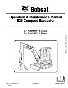 Bobcat E 26 - Manual de mantenimiento de operación impreso en papel - Imagen 1 de 2