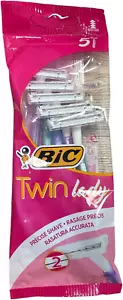 BIC Twin Lady Disposables Women'S Razors - Pack of 5 Shavers - Picture 1 of 12