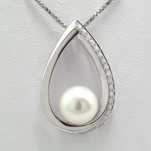 Perlen-Anhänger 1 feine Süßwasserperle Brillanten 750-Weißgold Wert 1780 € - Picture 1 of 3