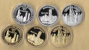Lest We Unites Remember 911 9-11 Challenge Commemorative 3 Gold & 3 Silver Coins - Picture 1 of 1