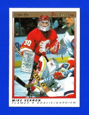 1990-91 OPC O-Pee-Chee PREMIER HOCKEY #126 MIKE VERNON NM+ HOF FLAMES (SB1) - Image 1 of 2