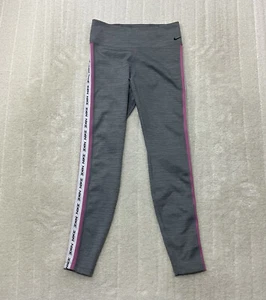 Nike Dri Fit Womens Size S Gray Pink Side Logo Compression Legging Pants - Picture 1 of 9