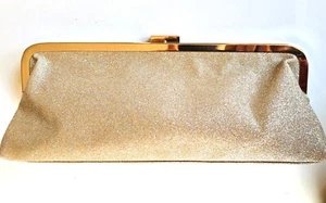 Clutch Evening Bag Purse Gold Lame 11" - Picture 1 of 4